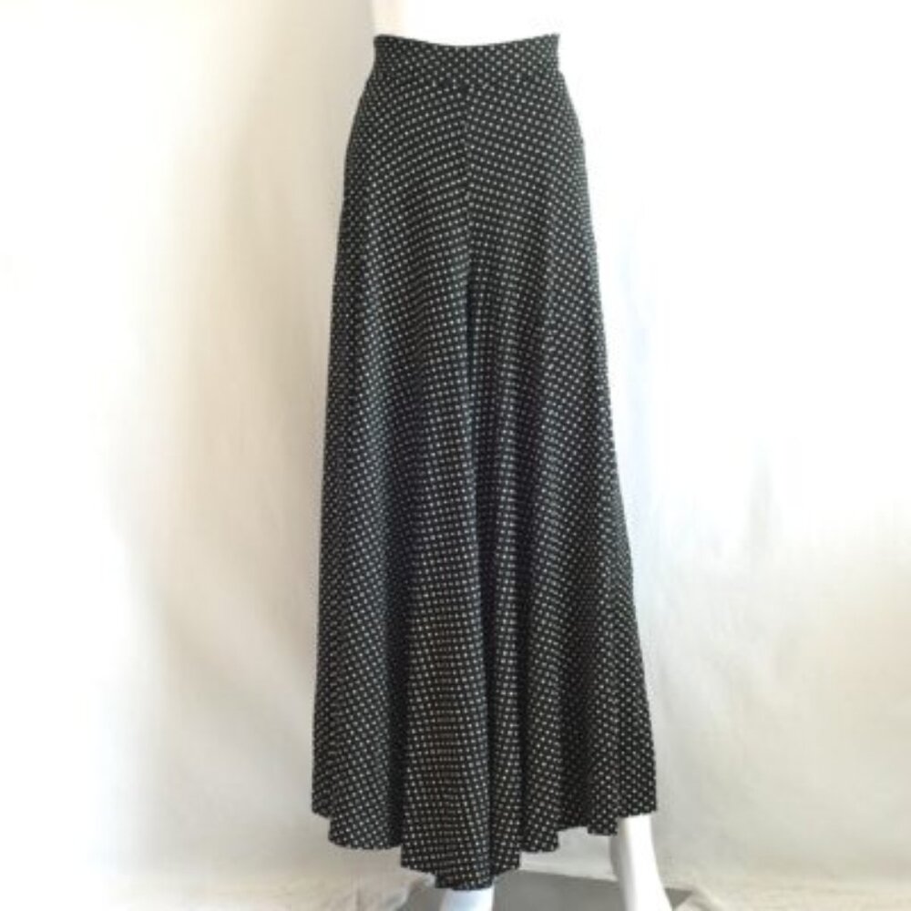 1970's Ultra Wide Black & White Dot Palazzo Pants